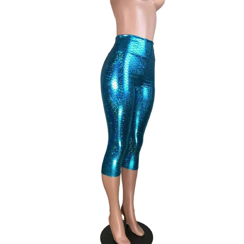 Take Advantage SALE - SMALL Turquoise Mermaid Cropped Capri Leggings