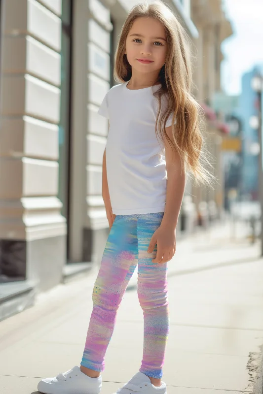 Warehouse Sale Milkshake Lucy Pink & Blue Tie Dye Printed Cute Leggings - Kids