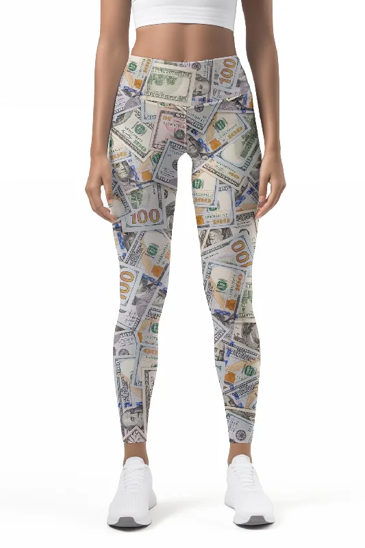 Final Clearance Money Maker Lucy Grey Dollar Print Workout Leggings Yoga Pants - Women Final Clearance Money Maker Lucy Grey Dollar Print Workout Leggings Yoga Pants - Women