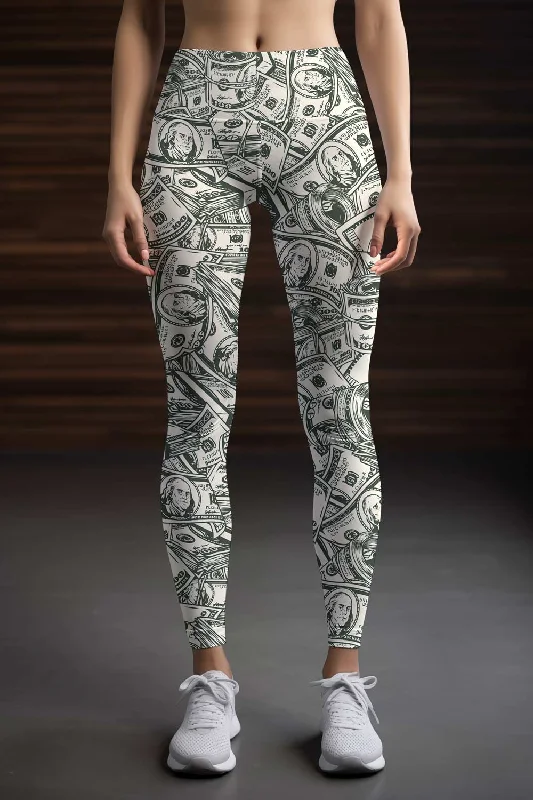 Fantastic Offers Money Manifest Lucy Green Dollar Print Gym Leggings Yoga Pants - Women Fantastic Offers Money Manifest Lucy Green Dollar Print Gym Leggings Yoga Pants - Women