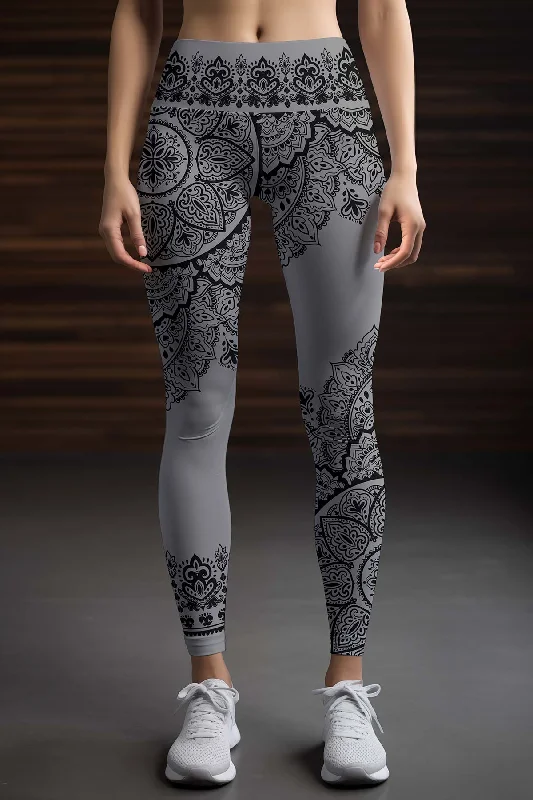 Lowest Prices Nightfall Nirvana Lucy Grey Geometric Boho Leggings Yoga Pants - Women Lowest Prices Nightfall Nirvana Lucy Grey Geometric Boho Leggings Yoga Pants - Women