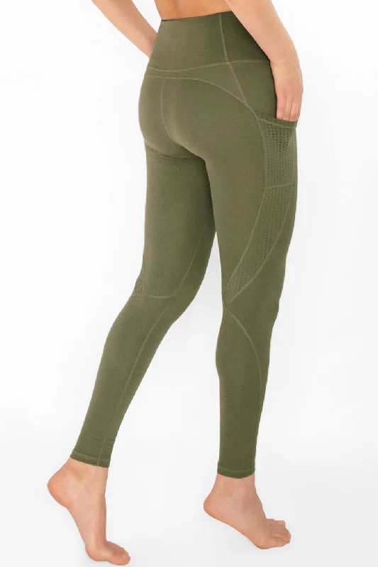 Sale Event 4 for $54 - Olive Khaki Green Cassi Mesh Pockets Workout Yoga Leggings - Women Sale Event 4 for $54 - Olive Khaki Green Cassi Mesh Pockets Workout Yoga Leggings - Women