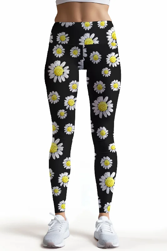 Steals and Deals Oopsy Daisy Lucy Black Floral Performance Leggings - Women