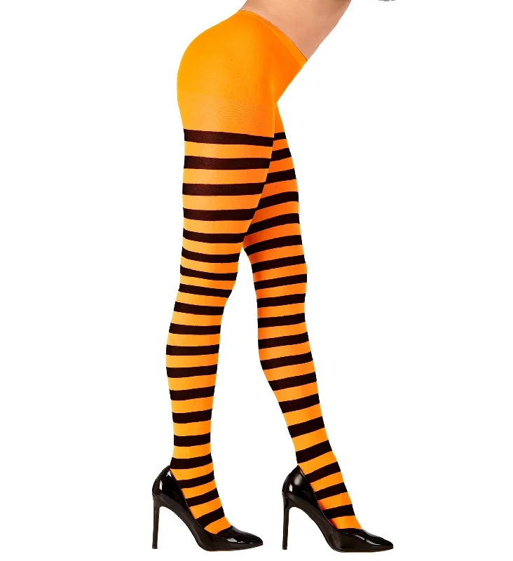Massive Deals Orange and Black Striped Tights