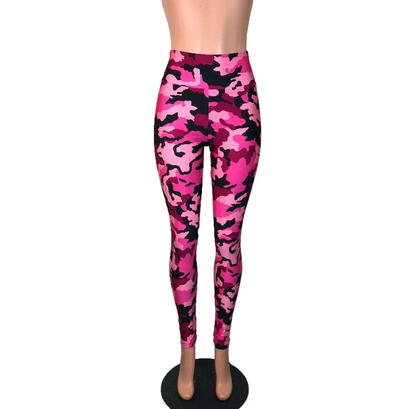 Price Reduction Pink & Black Camo Camouflage High Waist Leggings Pants