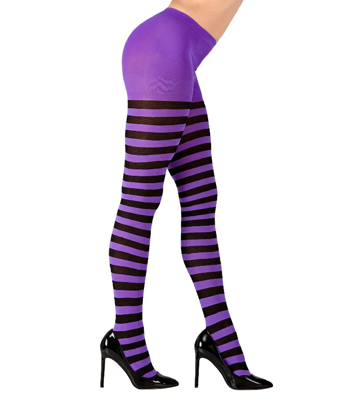 Act Fast Purple and Black Striped Tights
