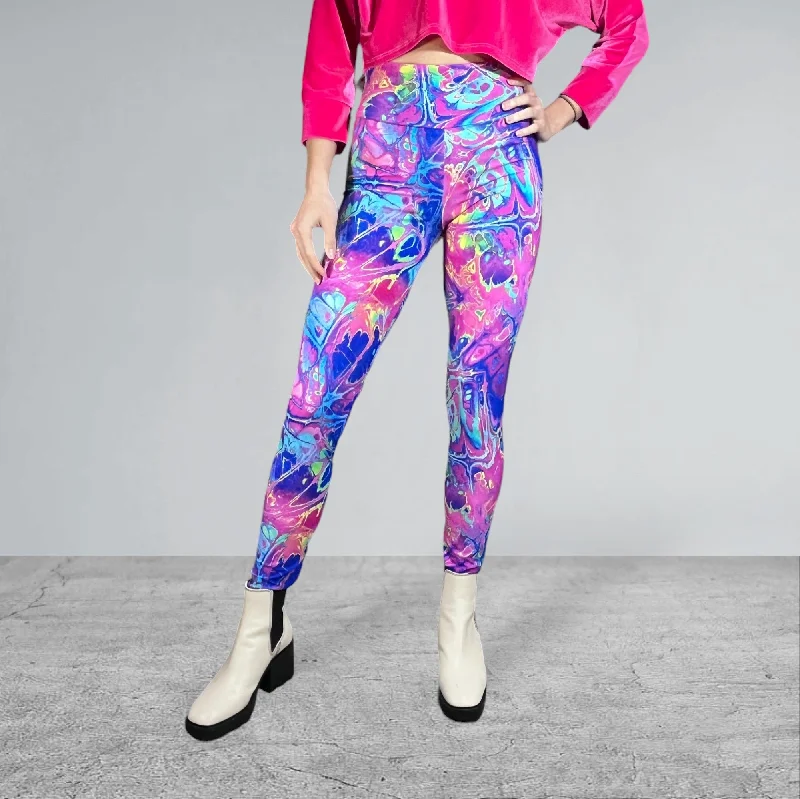 Online Only Rainbow Vapor High Waist Leggings Pants