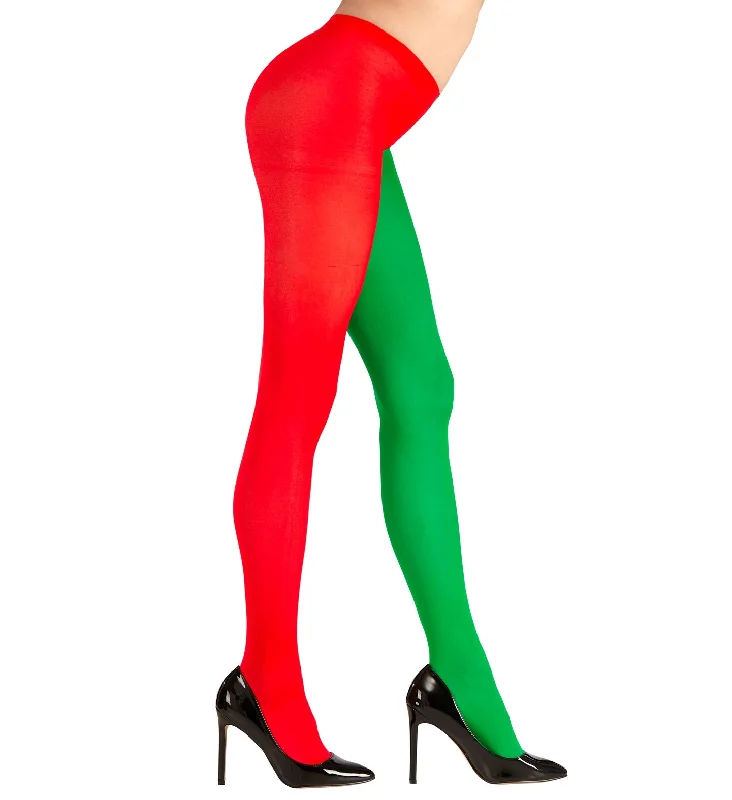 Can't Be Beat Red and Green Elf Tights