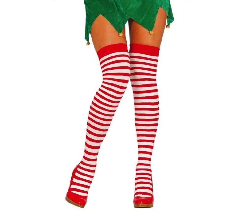 Overstock Red and White Striped Stockings