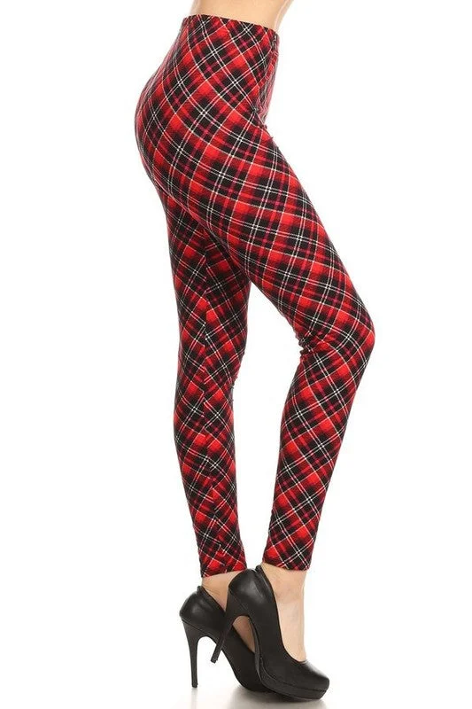Super Sale Red & Black Plaid Leggings - Size S-XL