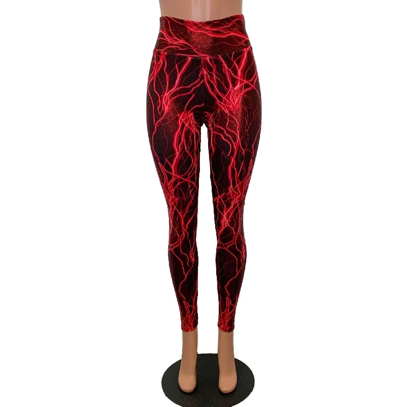 Today's Special SALE - SMALL ONLY - Red Lightning High Waist Leggings