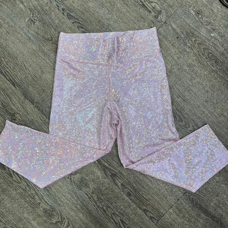 Clearance Items SALE - LARGE ONLY - Light Pink Shattered Glass Cropped Capri Leggings Pants