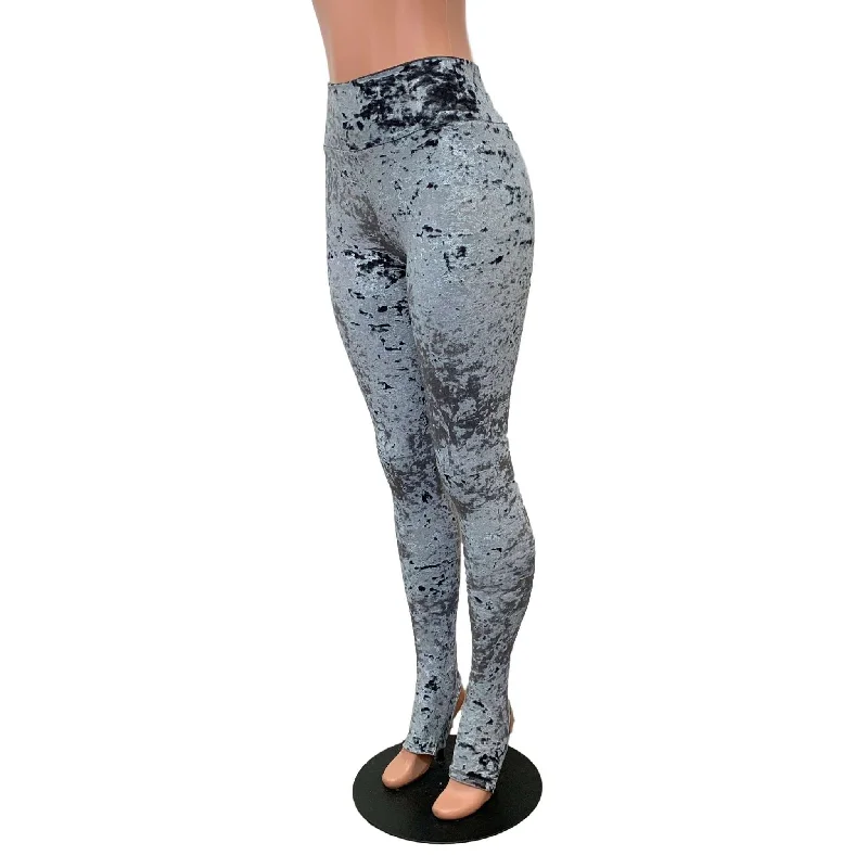 Act Now SALE - SMALL - Gray Crushed Velvet Stirrup Leggings