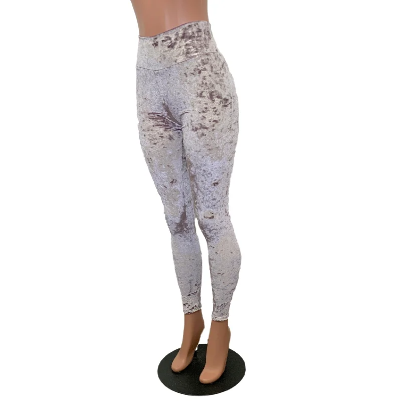Big Savings SALE - SMALL ONLY - Dusty Lilac Crushed Velvet High Waisted Leggings Pants