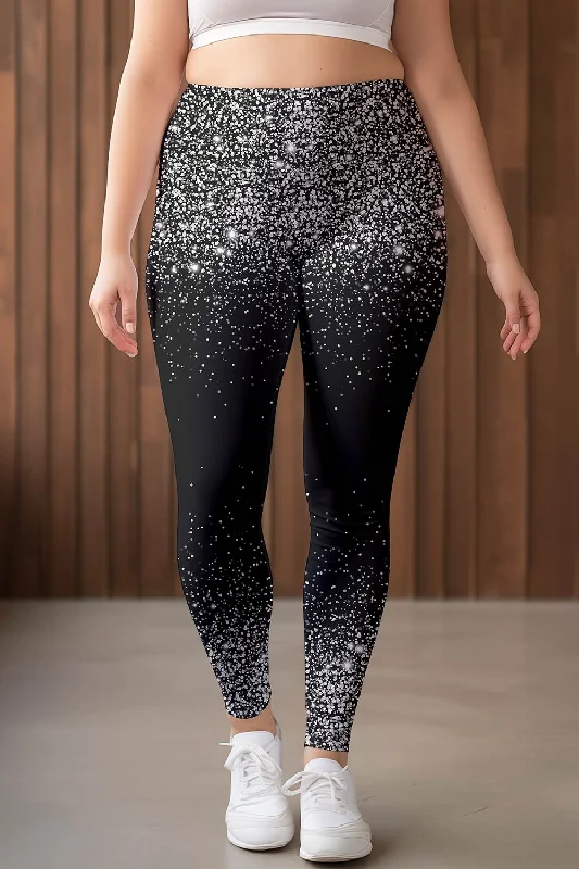 Deal Dash Silver Chichi Lucy Black Printed Leggings Yoga Pants - Women