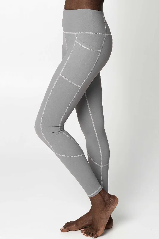 Inventory Reduction 4 for $54 - Silver Grey Cassi Deep Pockets Workout Leggings Yoga Pants - Women Inventory Reduction 4 for $54 - Silver Grey Cassi Deep Pockets Workout Leggings Yoga Pants - Women