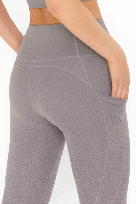 Final Markdown 4 for $54 - Silver Grey Cassi Mesh Pockets Workout Leggings Yoga Pants - Women Final Markdown 4 for $54 - Silver Grey Cassi Mesh Pockets Workout Leggings Yoga Pants - Women