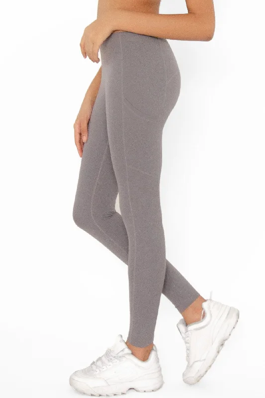 Price Rollback 4 for $54 - Silver Grey Cassi Side Pockets Workout Leggings Yoga Pants - Women Price Rollback 4 for $54 - Silver Grey Cassi Side Pockets Workout Leggings Yoga Pants - Women