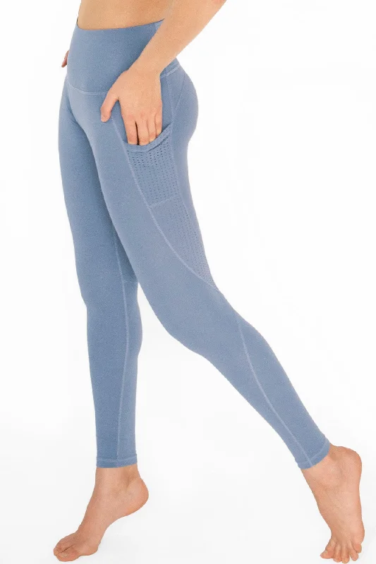 Lowest Price 4 for $54 - Sky Blue Cassi Mesh Pockets Workout Leggings Yoga Pants - Women Lowest Price 4 for $54 - Sky Blue Cassi Mesh Pockets Workout Leggings Yoga Pants - Women