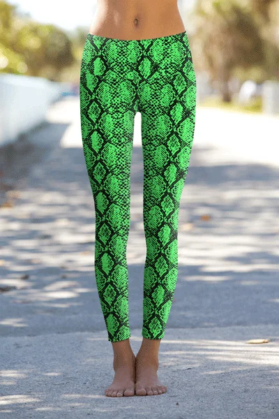 Sneak Peek Sale Snake Skin Neon Green Lucy Animal Printed Leggings Yoga Pants - Women Sneak Peek Sale Snake Skin Neon Green Lucy Animal Printed Leggings Yoga Pants - Women