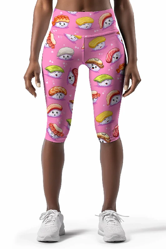 Super Sale Soymates Ellie Pink Sushi Print Performance Capri Leggings - Women