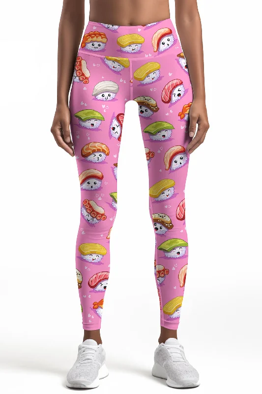 Bargain Prices Soymates Lucy Pink Sushi Printed Cute Leggings Yoga Pants - Women