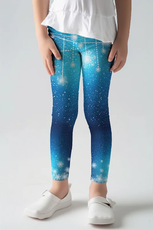 Limited Stock The Snow Queen Lucy Blue Cute Winter Printed Leggings - Kids