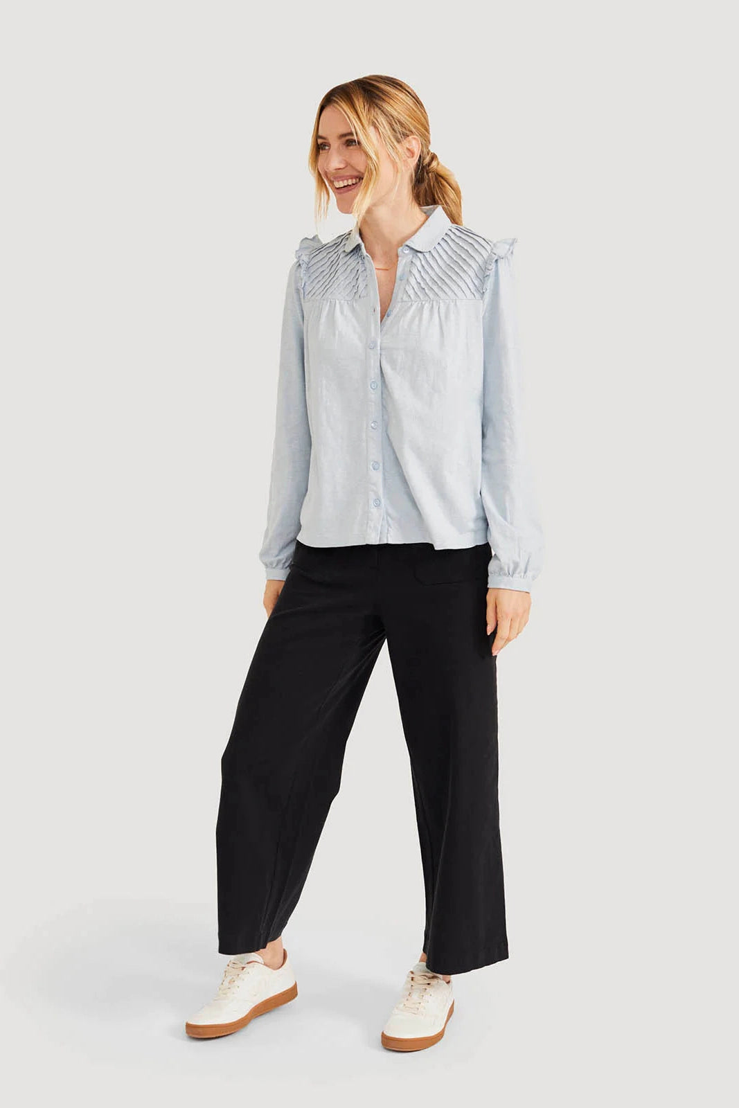 Can't Miss Thought Milou Organic Cotton Corduroy Wide Leg Culottes in Navy