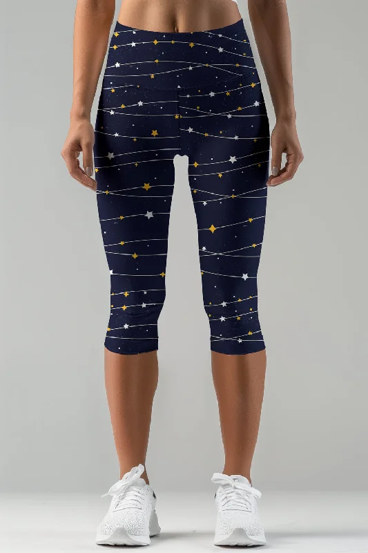 Time-Limited Offer To the Moon & Back Ellie Navy Blue Yoga Capri Leggings - Women