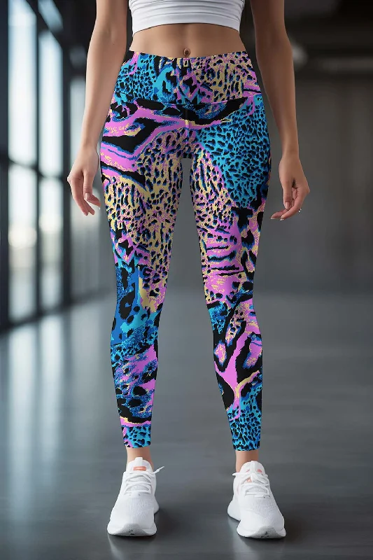 Quick Sale Trendsetter Lucy Blue Pink Animal Printed Leggings Yoga Pants - Women