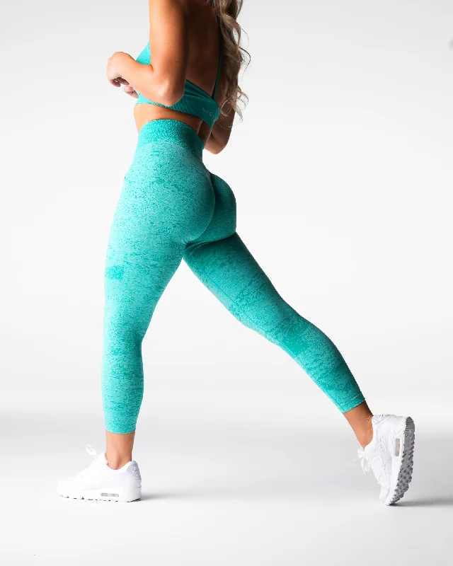While Supplies Last Turquoise Digital Seamless Leggings