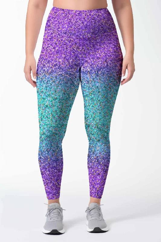 While Supplies Last Ultraviolet Lucy Purple Glitter Print Chic Leggings Yoga Pants - Women While Supplies Last Ultraviolet Lucy Purple Glitter Print Chic Leggings Yoga Pants - Women