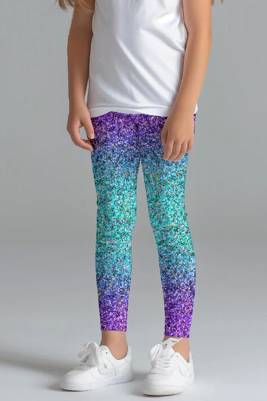 Season Finale Sale Ultraviolet Lucy Stunning Purple Glitter Print Leggings - Girls