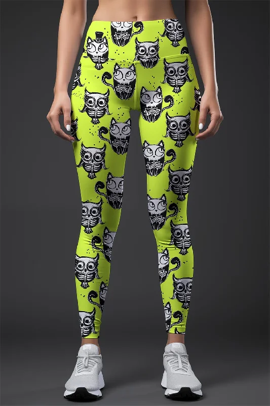 Best Bargains Voodoo Lucy Yellow Goth Skeleton Print Gym Leggings Yoga Pants - Women Best Bargains Voodoo Lucy Yellow Goth Skeleton Print Gym Leggings Yoga Pants - Women