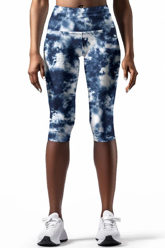 Limited Time Offer Waterfall Ellie Blue Tie Dye Performance Yoga Capri Leggings - Women Limited Time Offer Waterfall Ellie Blue Tie Dye Performance Yoga Capri Leggings - Women