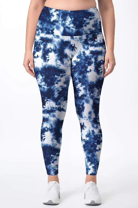 Unmissable Offer Waterfall Lucy Blue Tie Dye Printed Leggings Yoga Pants - Women