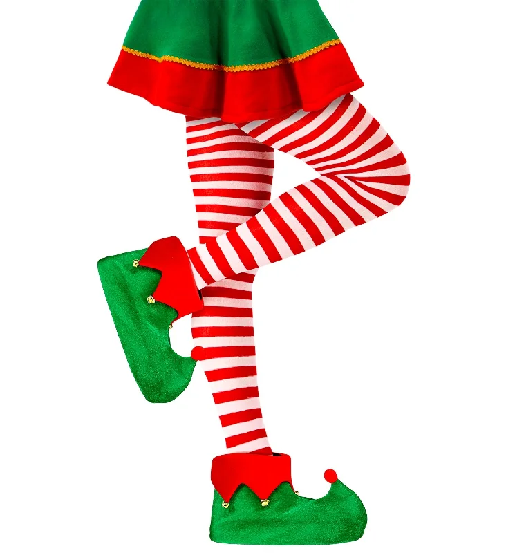 Big Savings White and Red Striped Candy Cane Tights