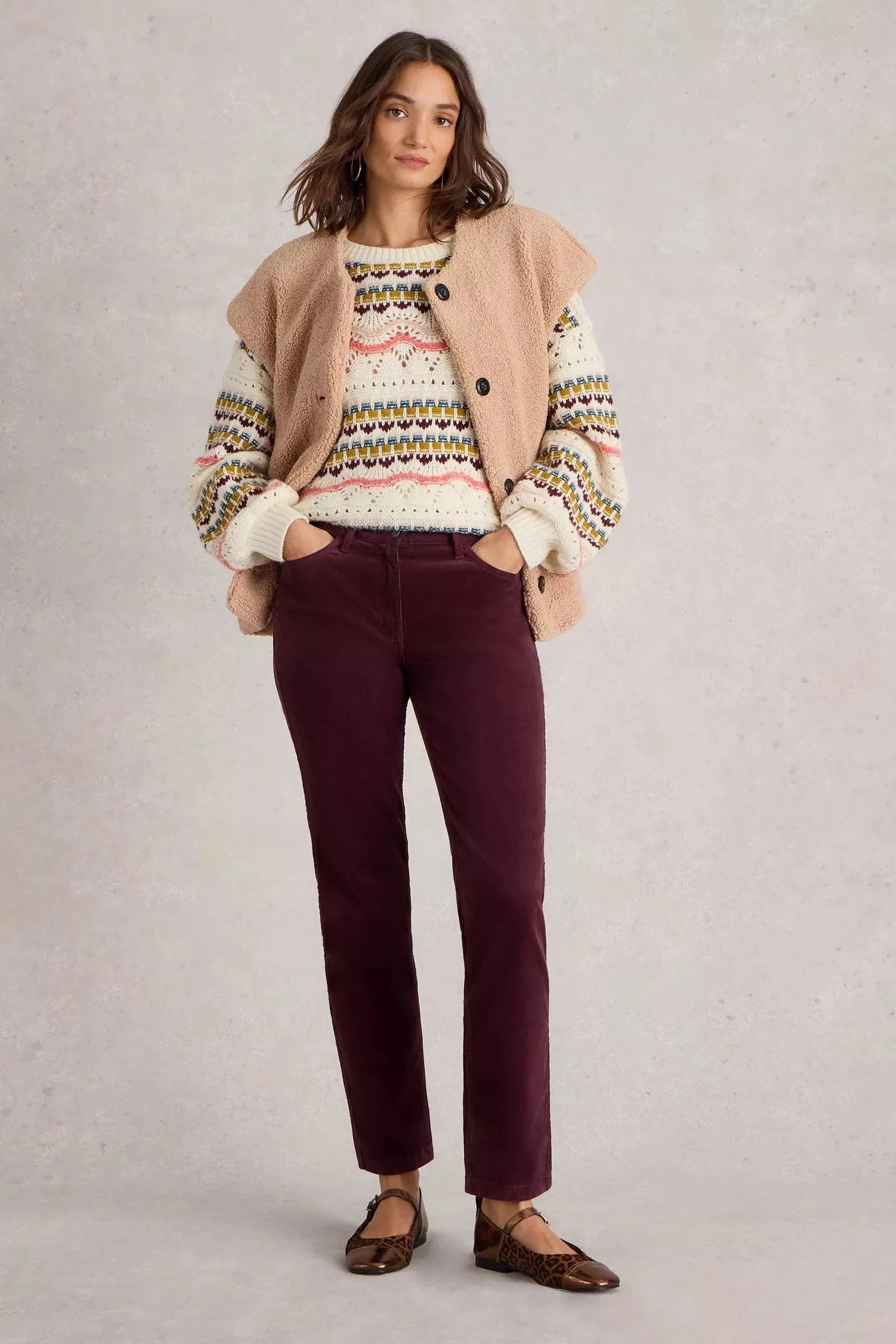 Bonus Savings White Stuff Brooke Straight Cord Mid Plum Trouser