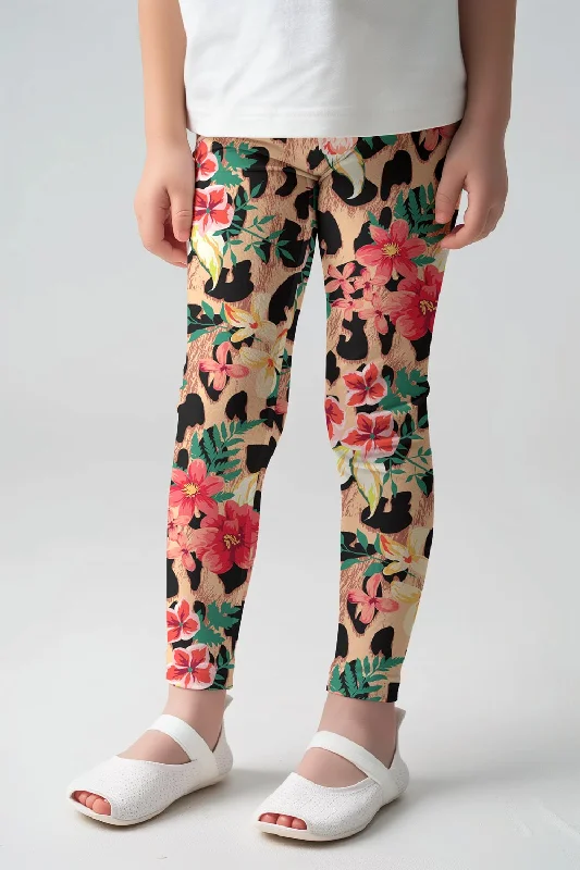 YEAR-End Sale Wild & Free Lucy Cute Floral Leopard Print Leggings - Kids
