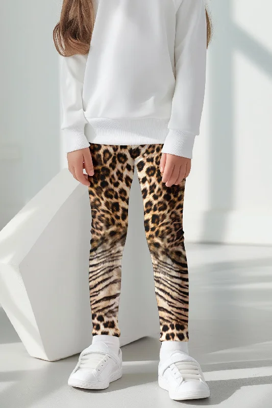 New Deals Wild Instinct Lucy Brown Animal Leopard Print Leggings - Kids