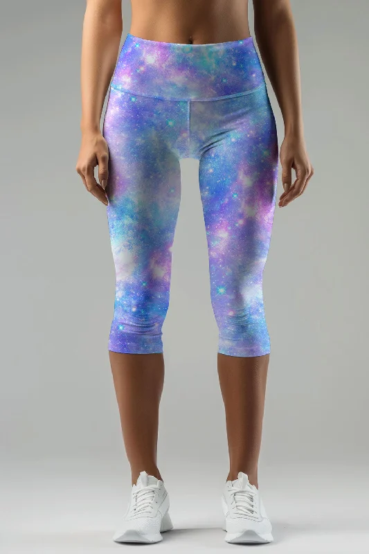 Savings Galore Wizard Ellie Blue Galaxy Print Performance Yoga Capri Leggings - Women Savings Galore Wizard Ellie Blue Galaxy Print Performance Yoga Capri Leggings - Women