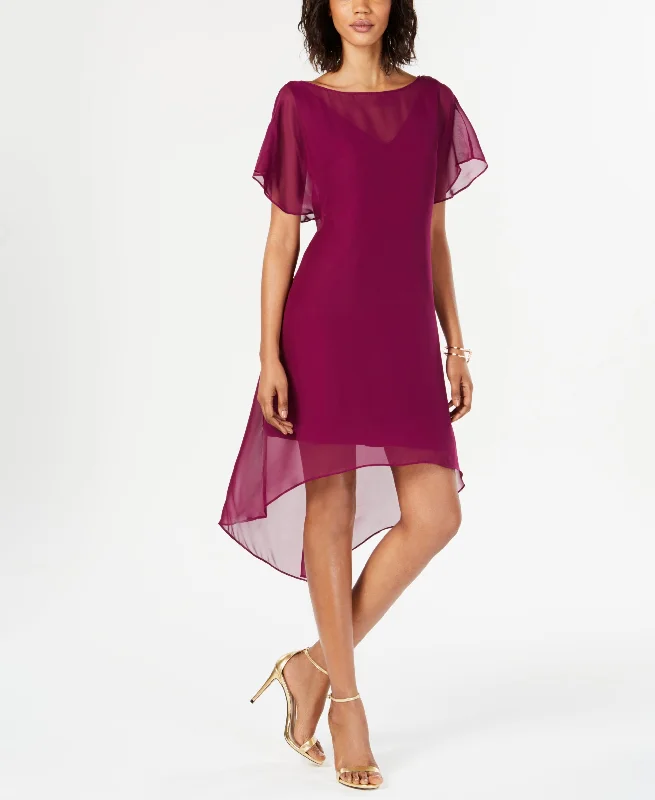 Members Only Chiffon-Overlay A-Line Dress