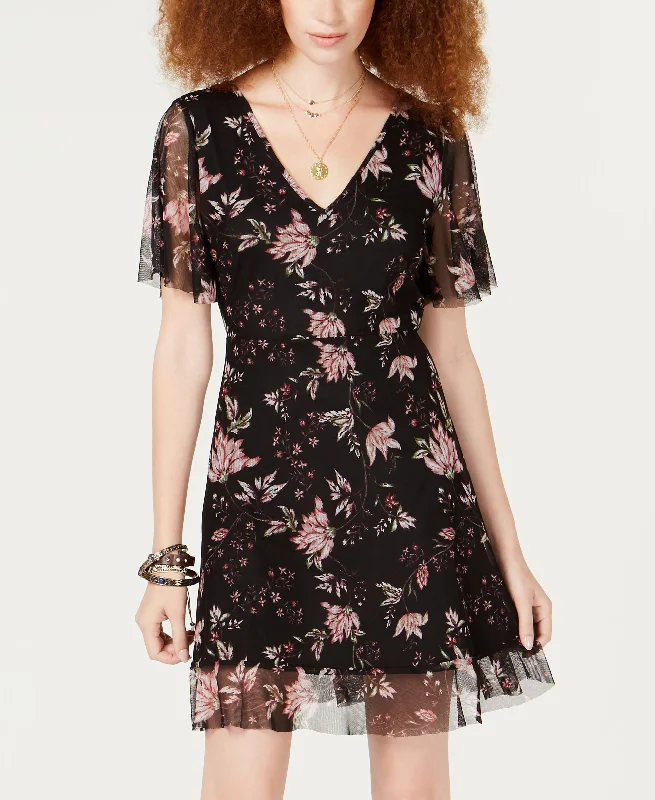 Act Fast American Rag Juniors Floral Print Tie Back Dress