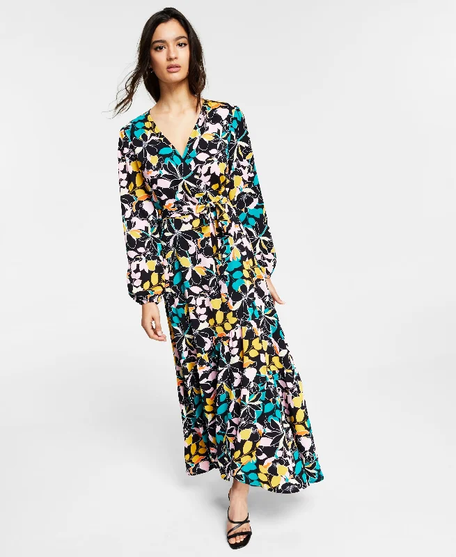 Now or Never Bar III Floral Print Wrap Style Maxi Dress