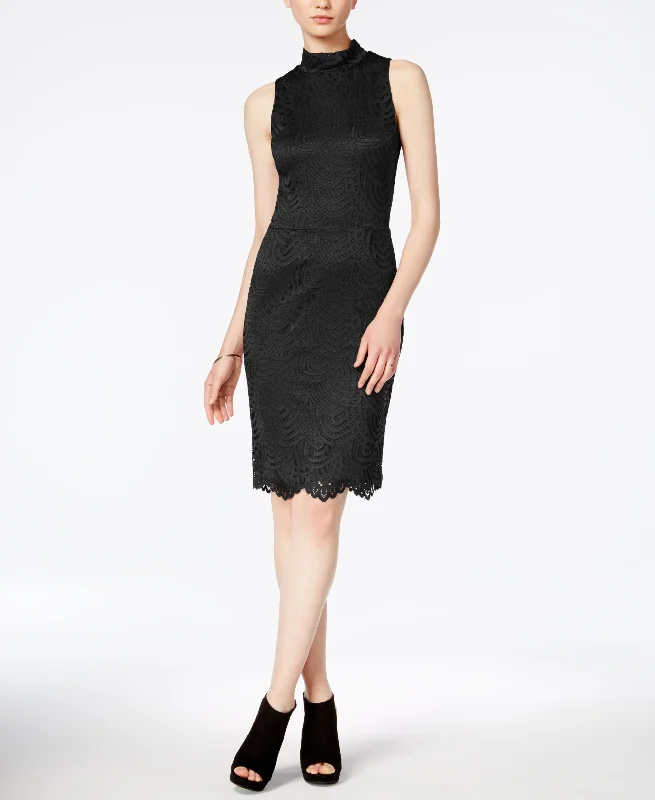 Flash Deals Bar III Lace Mock Neck Sheath Dress