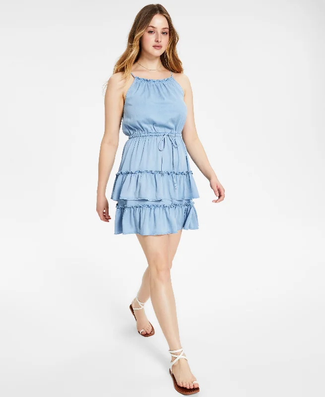 Exclusive Online Offer Bar III Womens Chambray Tie Waist Mini Dress
