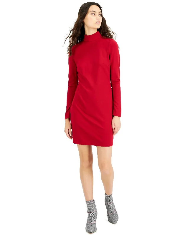 Year-End Clearance Bar III Womens Mock-Neck Mini Sheath Dress