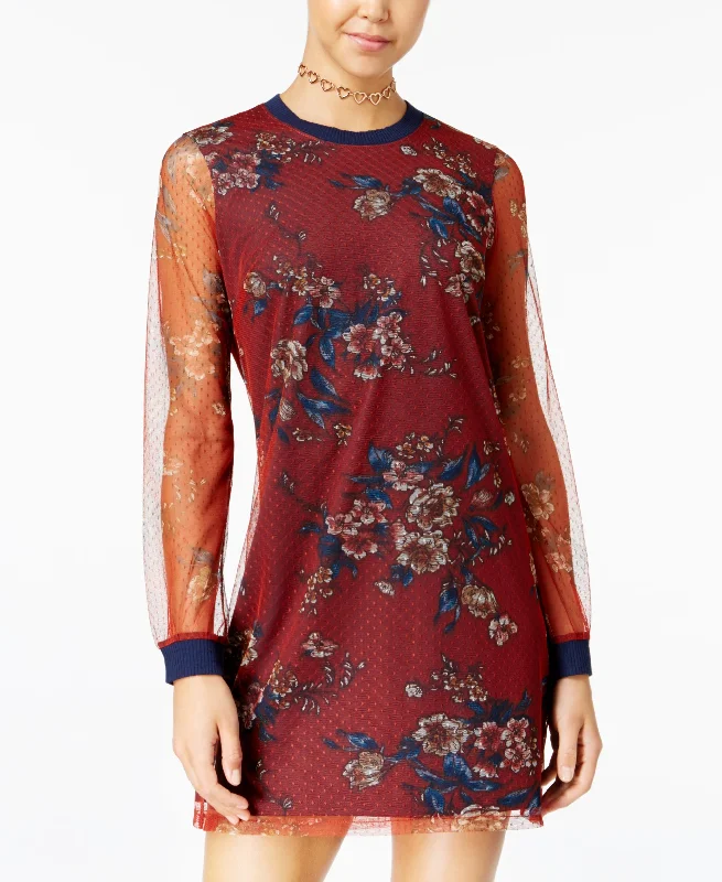 Limited Availability Be Bop Juniors Printed Swiss Dot Mesh Dress