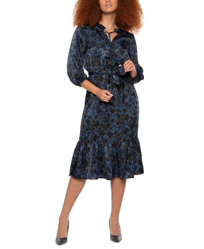 Reduced Prices Black Tape Snakeskin Print Dress