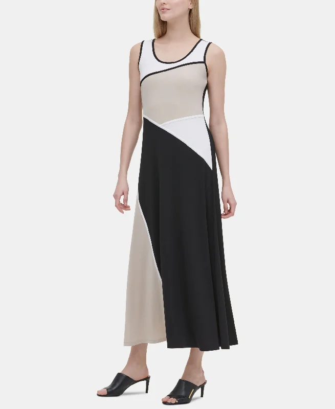 Special Price Calvin Klein Colorblocked Maxi Dress